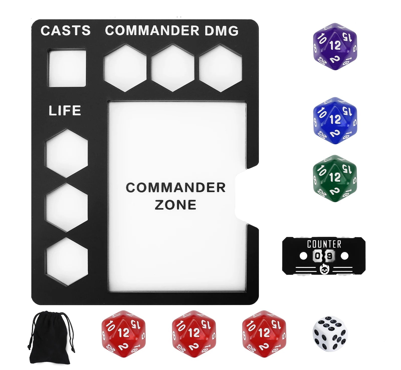 Command Zone Tray w/ dice + Life Counter