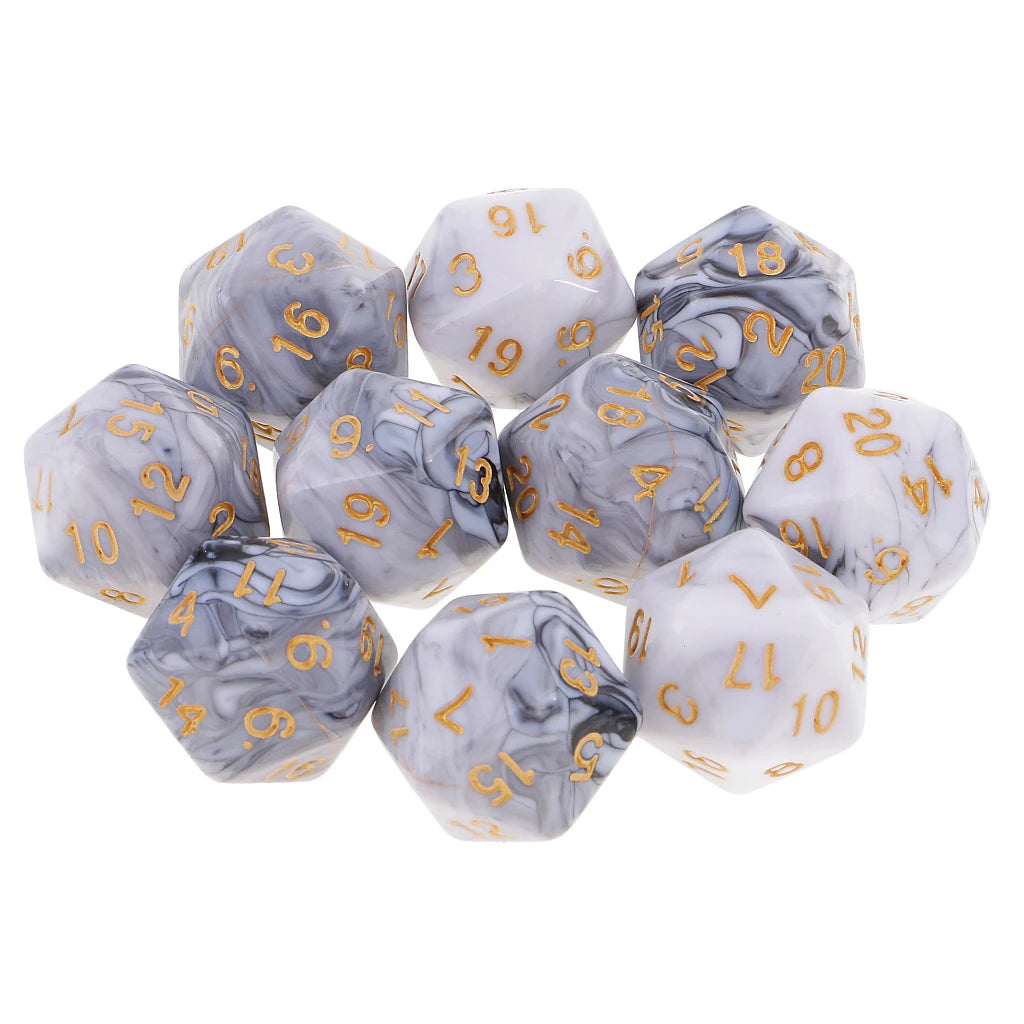 Marble D20 Dice 10pcs