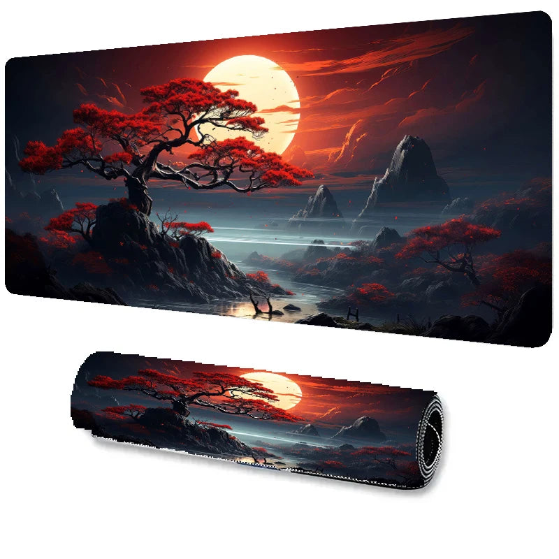 Dark Red Moon Playmat