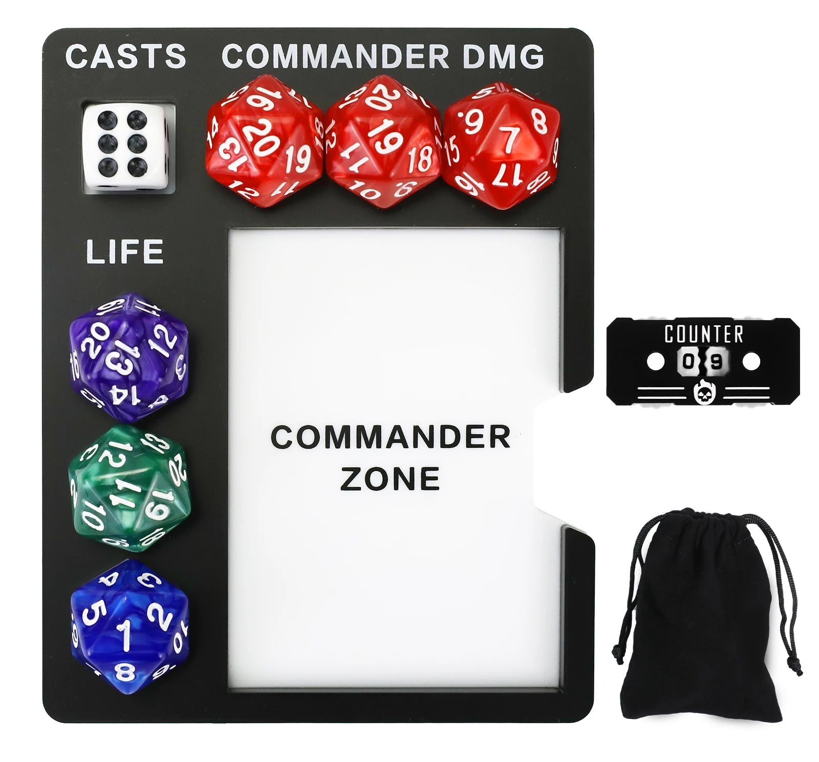 Command Zone Tray w/ dice + Life Counter