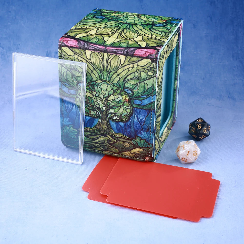 Green Stained Glass Deck Box w/ Display