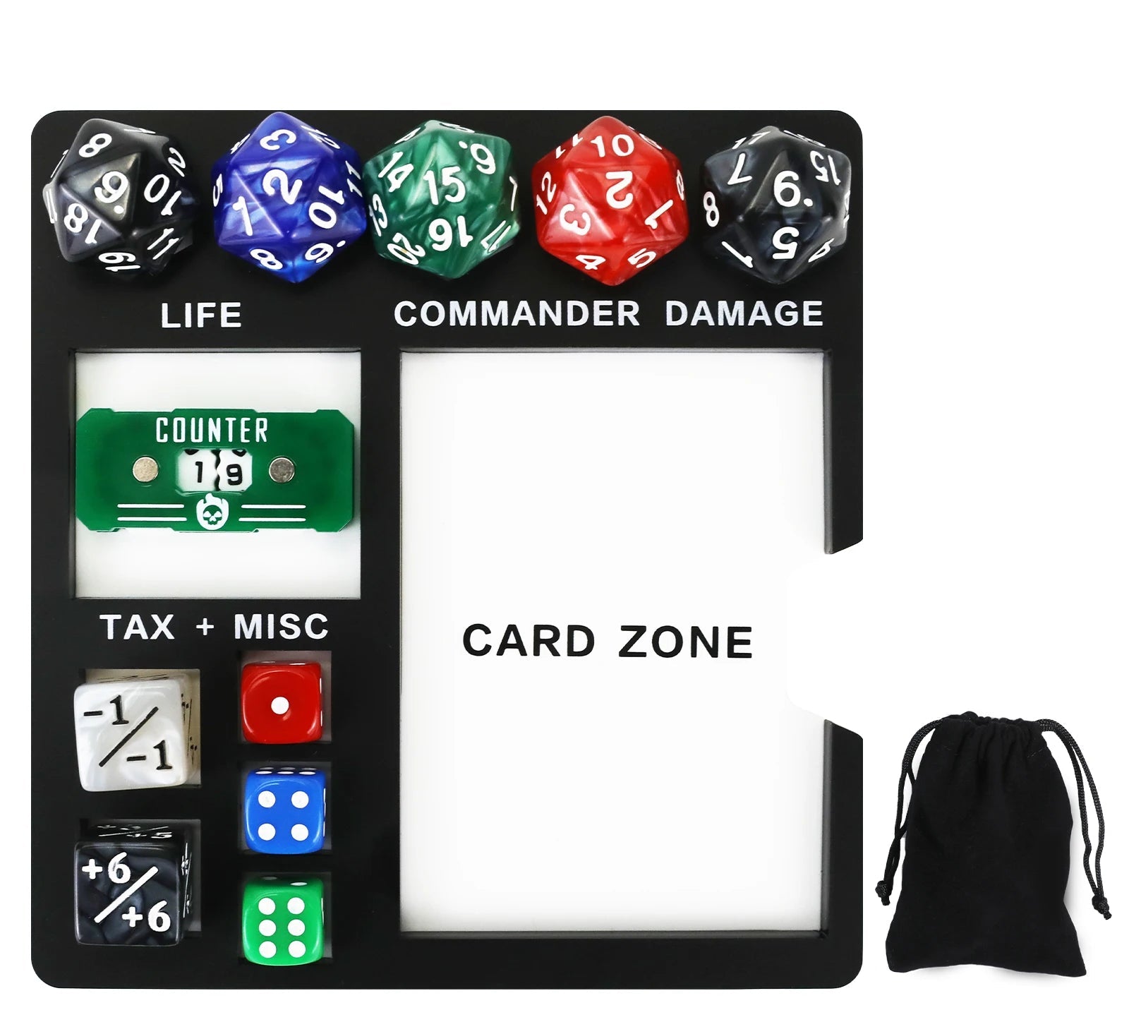 Command Zone Tray w/ dice + Life Counter