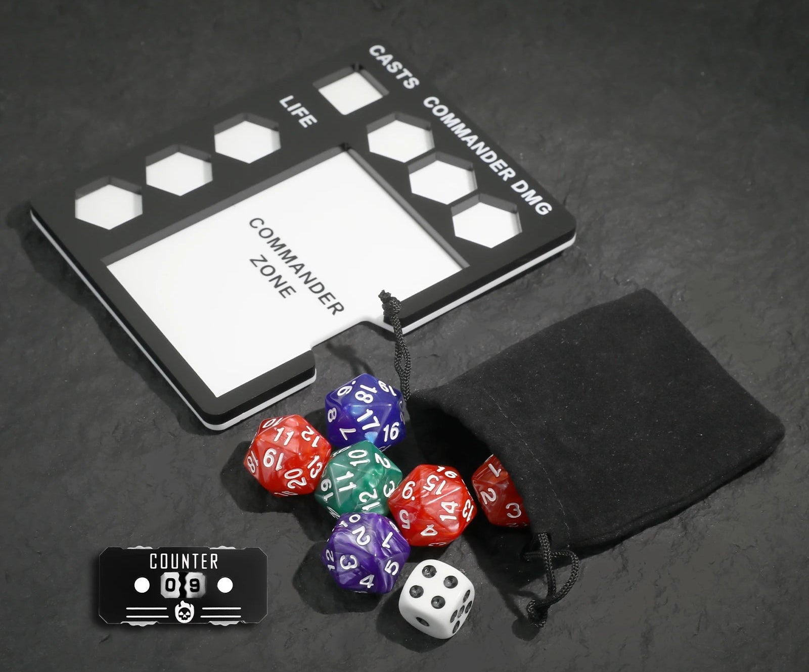 Command Zone Tray w/ dice + Life Counter