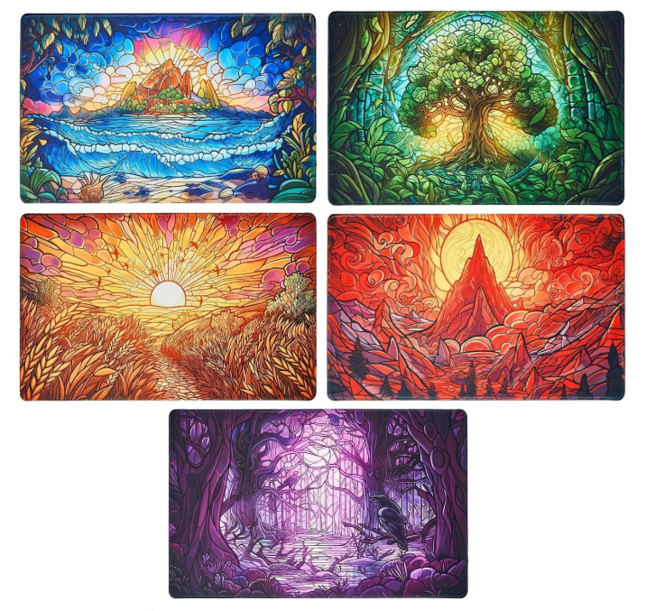 Stained Glass MTG Lands Playmats