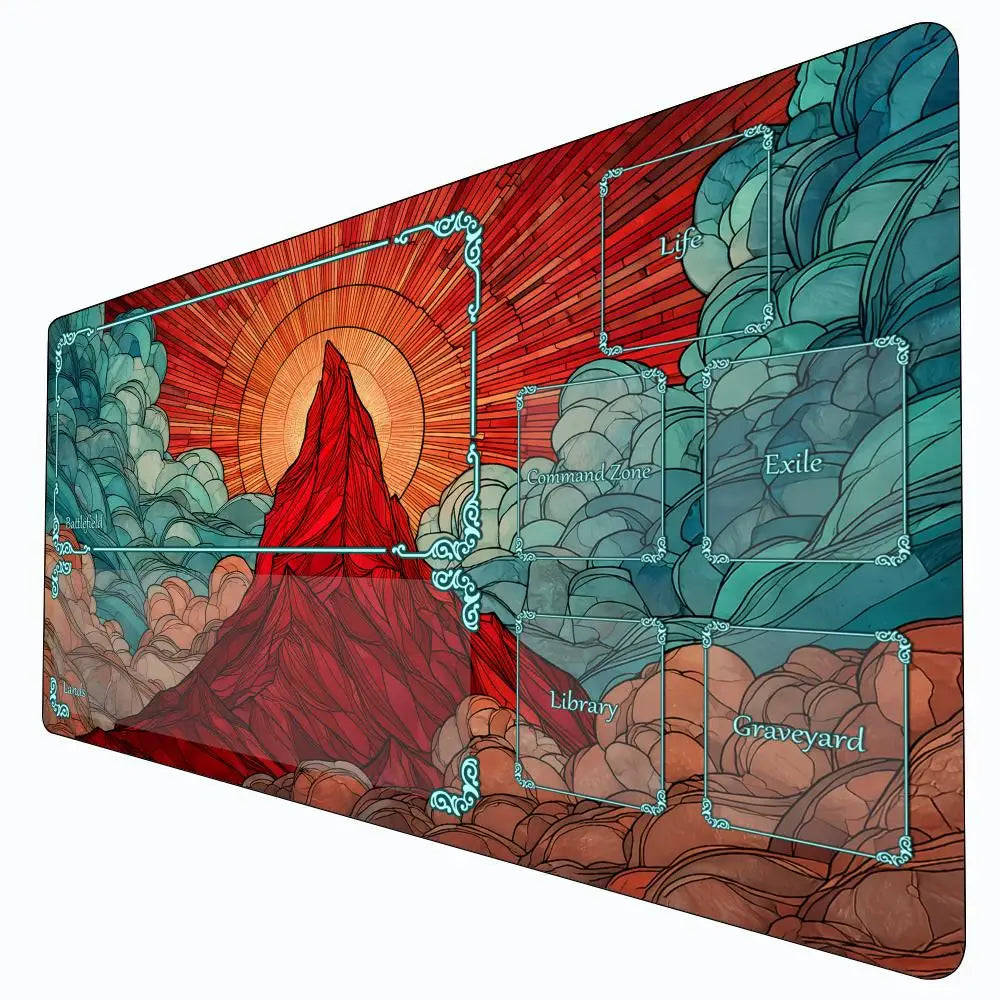 Stained Glass Red Volcano Playmat