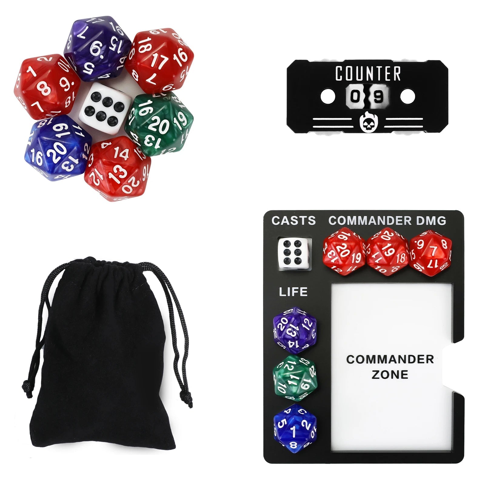Command Zone Tray w/ dice + Life Counter